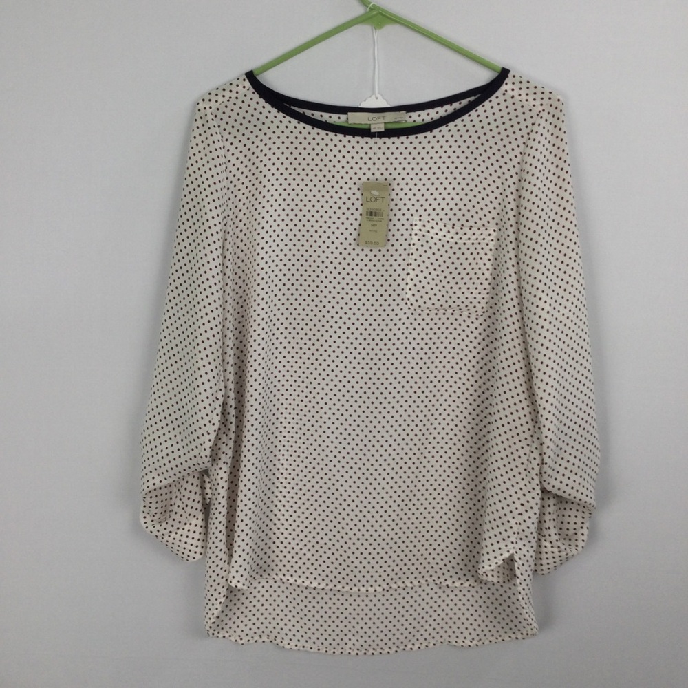 Loft Polka Dot Top Blouse‎ Petite womens size M petite